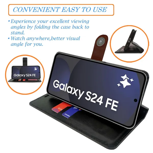 Manjoor_Brown_Flip_Cover_for_Samsung_S24_FE_5G|_Leather_Finish|Shock_Proof|Magnetic_Clouser_Compatible_with_Samsung_S24_FE_5G_(Brown)
