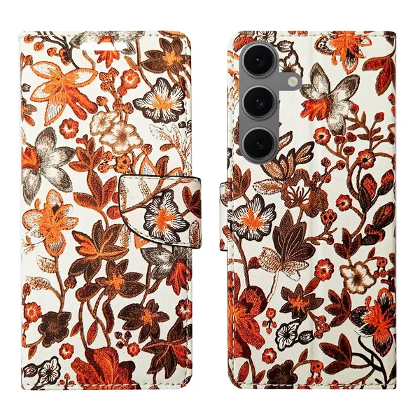 Orange_Pattern_Flip_Cover_for_Samsung_S24_FE_5G|_Leather_Finish|Shock_Proof|Magnetic_Clouser_Compatible_with_Samsung_S24_FE_5G_(Orange)