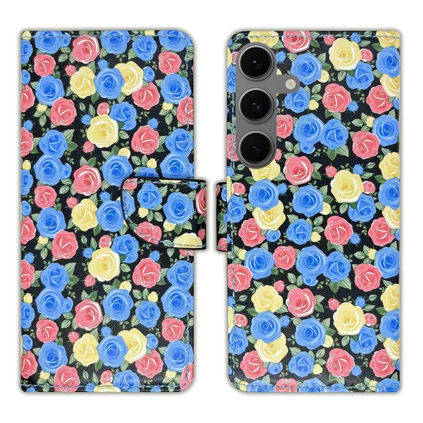 Rose_Blue_Flip_Cover_for_Samsung_S24_FE_5G|_Leather_Finish|Shock_Proof|Magnetic_Clouser_Compatible_with_Samsung_S24_FE_5G_(Blue)