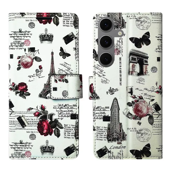 White_Tower_Flip_Cover_for_Samsung_S24_FE_5G|_Leather_Finish|Shock_Proof|Magnetic_Clouser_Compatible_with_Samsung_S24_FE_5G_(White)