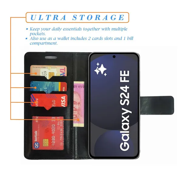 Black_GP_Flip_Cover_for_Samsung_S24_FE_5G|_Leather_Finish|Shock_Proof|Magnetic_Clouser_Compatible_with_Samsung_S24_FE_5G_(Black)