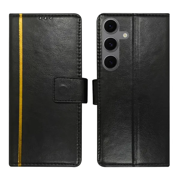 Black_GP_Flip_Cover_for_Samsung_S24_FE_5G|_Leather_Finish|Shock_Proof|Magnetic_Clouser_Compatible_with_Samsung_S24_FE_5G_(Black)