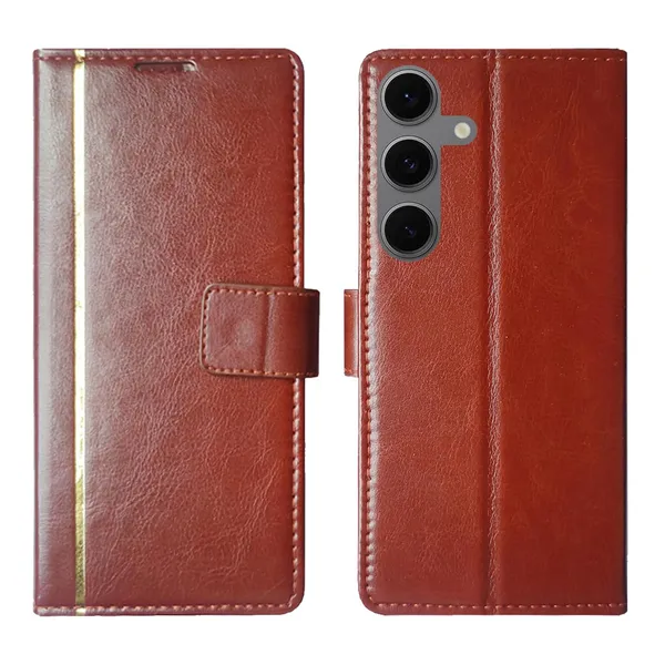 Brown_GP_Flip_Cover_for_Samsung_S24_FE_5G|_Leather_Finish|Shock_Proof|Magnetic_Clouser_Compatible_with_Samsung_S24_FE_5G_(Brown)