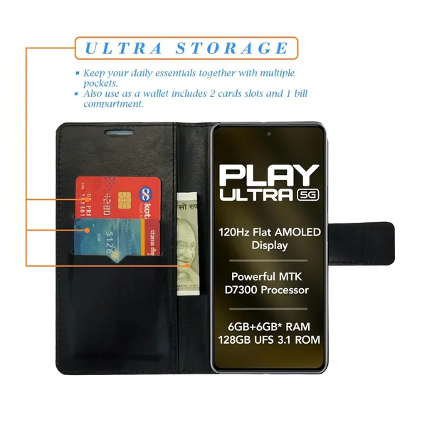 Black_Tower_Flip_Cover_for_Lava_Play_Ultra_5G|_Leather_Finish|Shock_Proof|Magnetic_Clouser_Compatible_with_Lava_Play_Ultra_5G_(Black)