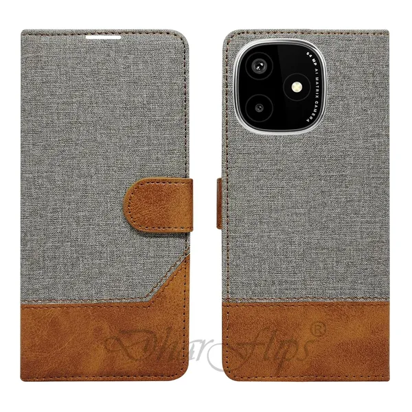Khadi_Gray_Flip_Cover_for_Lava_Play_Ultra_5G|_Leather_Finish|Shock_Proof|Magnetic_Clouser_Compatible_with_Lava_Play_Ultra_5G_(Gray)