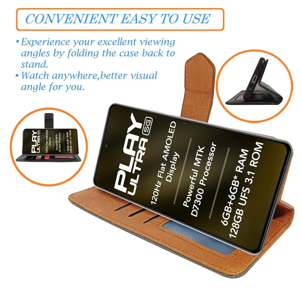 Kite_Brown_Flip_Cover_for_Lava_Play_Ultra_5G|_Leather_Finish|Shock_Proof|Magnetic_Clouser_Compatible_with_Lava_Play_Ultra_5G_(Brown)