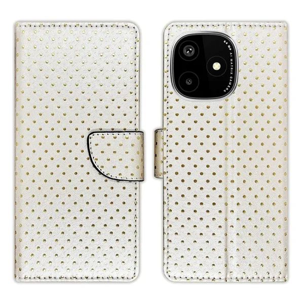 Silver_Dot_Flip_Cover_for_Lava_Play_Ultra_5G|_Leather_Finish|Shock_Proof|Magnetic_Clouser_Compatible_with_Lava_Play_Ultra_5G_(White)