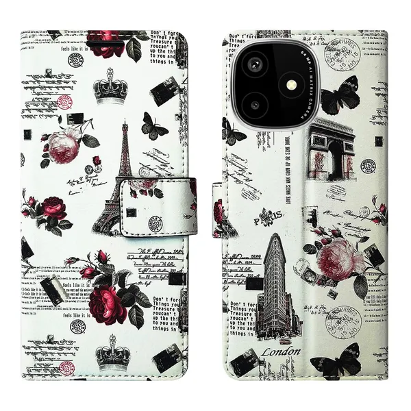White_Tower_Flip_Cover_for_Lava_Play_Ultra_5G|_Leather_Finish|Shock_Proof|Magnetic_Clouser_Compatible_with_Lava_Play_Ultra_5G_(White)