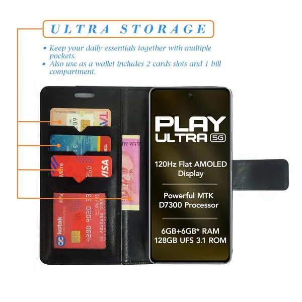 Black_GP_Flip_Cover_for_Lava_Play_Ultra_5G|_Leather_Finish|Shock_Proof|Magnetic_Clouser_Compatible_with_Lava_Play_Ultra_5G_(Black)