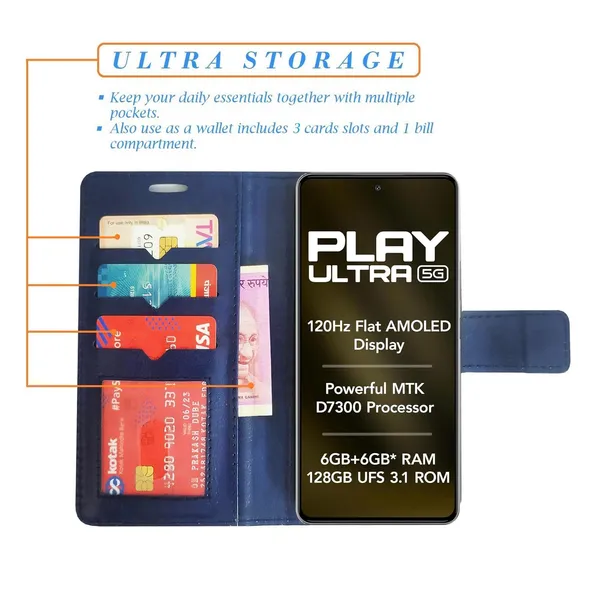 Blue_GP_Flip_Cover_for_Lava_Play_Ultra_5G|_Leather_Finish|Shock_Proof|Magnetic_Clouser_Compatible_with_Lava_Play_Ultra_5G_(Blue)