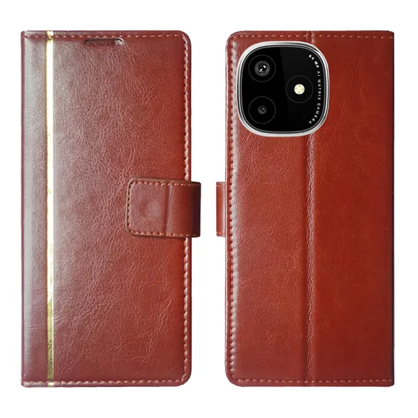 Brown_GP_Flip_Cover_for_Lava_Play_Ultra_5G|_Leather_Finish|Shock_Proof|Magnetic_Clouser_Compatible_with_Lava_Play_Ultra_5G_(Brown)