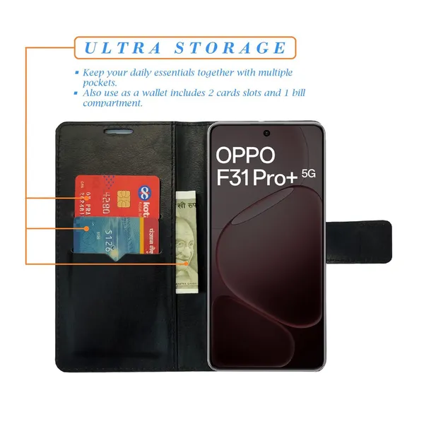 Chill_Black_Flip_Cover_for_Oppo_F31_Pro_Plus_5G|_Leather_Finish|Shock_Proof|Magnetic_Clouser_Compatible_with_Oppo_F31_Pro_Plus_5G_(Black)