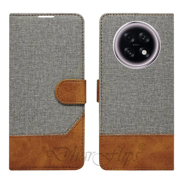 Khadi_Gray_Flip_Cover_for_Oppo_F31_Pro_Plus_5G|_Leather_Finish|Shock_Proof|Magnetic_Clouser_Compatible_with_Oppo_F31_Pro_Plus_5G_(Gray)