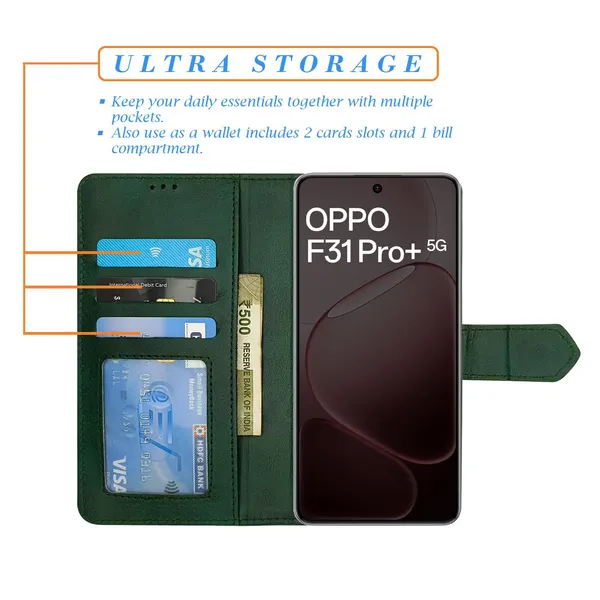 Kite_Green_Flip_Cover_for_Oppo_F31_Pro_Plus_5G|_Leather_Finish|Shock_Proof|Magnetic_Clouser_Compatible_with_Oppo_F31_Pro_Plus_5G_(Green)