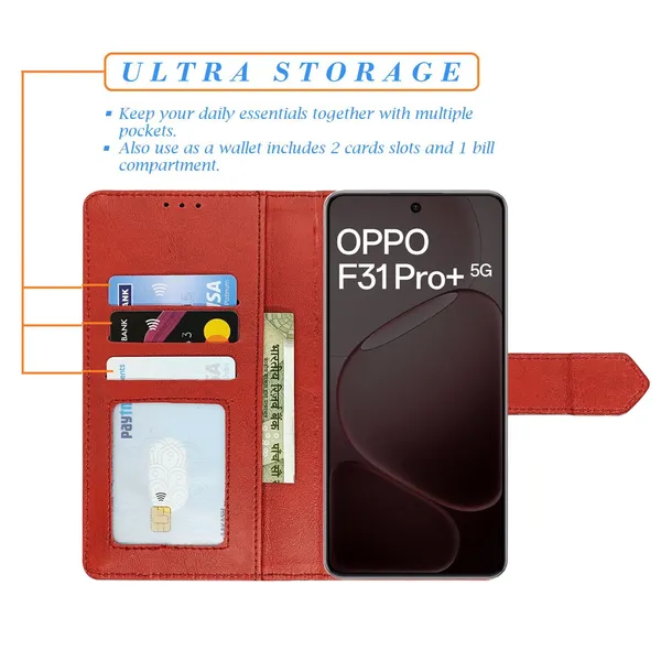 Kite_Red_Flip_Cover_for_Oppo_F31_Pro_Plus_5G|_Leather_Finish|Shock_Proof|Magnetic_Clouser_Compatible_with_Oppo_F31_Pro_Plus_5G_(Red)