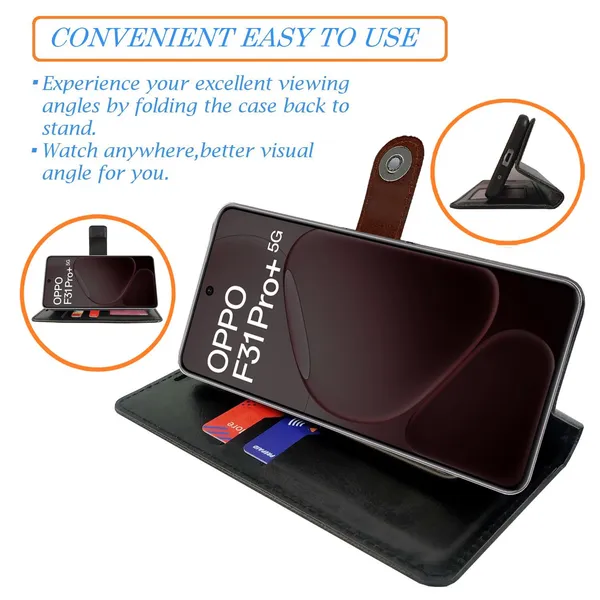 Manjoor_Brown_Flip_Cover_for_Oppo_F31_Pro_Plus_5G|_Leather_Finish|Shock_Proof|Magnetic_Clouser_Compatible_with_Oppo_F31_Pro_Plus_5G_(Brown)