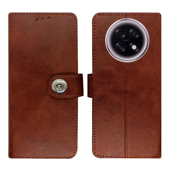 Manjoor_Brown_Flip_Cover_for_Oppo_F31_Pro_Plus_5G|_Leather_Finish|Shock_Proof|Magnetic_Clouser_Compatible_with_Oppo_F31_Pro_Plus_5G_(Brown)