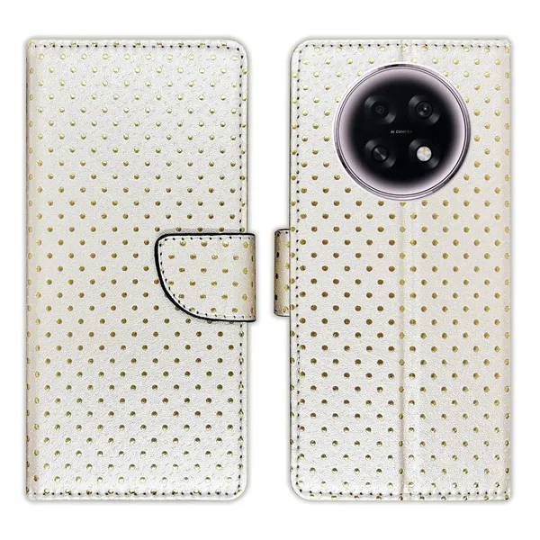 Silver_Dot_Flip_Cover_for_Oppo_F31_Pro_Plus_5G|_Leather_Finish|Shock_Proof|Magnetic_Clouser_Compatible_with_Oppo_F31_Pro_Plus_5G_(White)