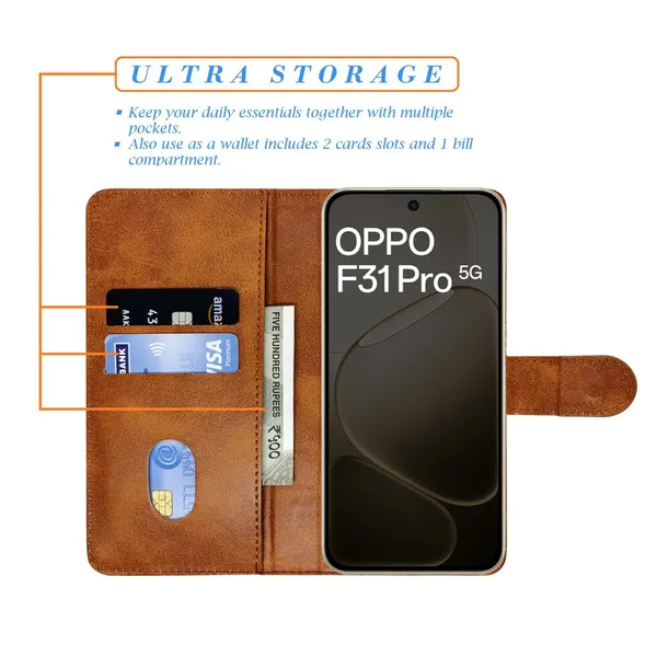 Khadi_Yellow_Flip_Cover_for_Oppo_F31_Pro_5G|_Leather_Finish|Shock_Proof|Magnetic_Clouser_Compatible_with_Oppo_F31_Pro_5G_(Yellow)