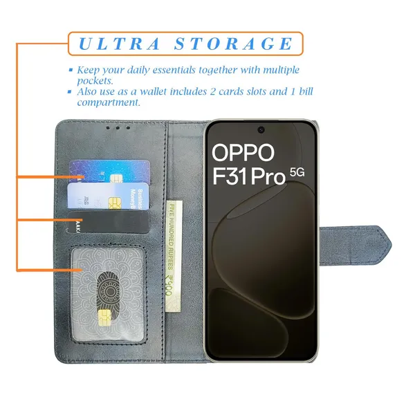 Kite_Blue_Flip_Cover_for_Oppo_F31_Pro_5G|_Leather_Finish|Shock_Proof|Magnetic_Clouser_Compatible_with_Oppo_F31_Pro_5G_(Blue)