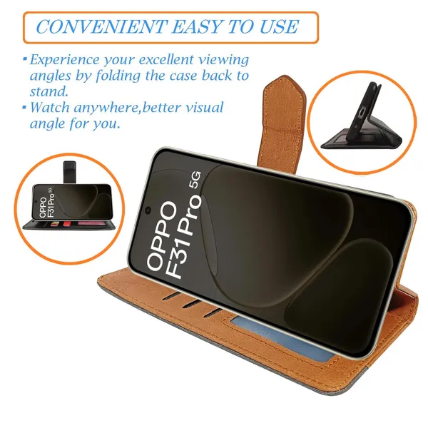 Kite_Brown_Flip_Cover_for_Oppo_F31_Pro_5G|_Leather_Finish|Shock_Proof|Magnetic_Clouser_Compatible_with_Oppo_F31_Pro_5G_(Brown)