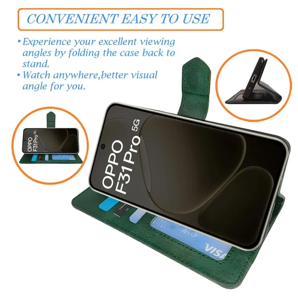 Kite_Green_Flip_Cover_for_Oppo_F31_Pro_5G|_Leather_Finish|Shock_Proof|Magnetic_Clouser_Compatible_with_Oppo_F31_Pro_5G_(Green)