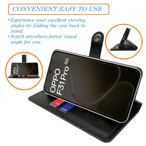 Manjoor_Black_Flip_Cover_for_Oppo_F31_Pro_5G|_Leather_Finish|Shock_Proof|Magnetic_Clouser_Compatible_with_Oppo_F31_Pro_5G_(Black)