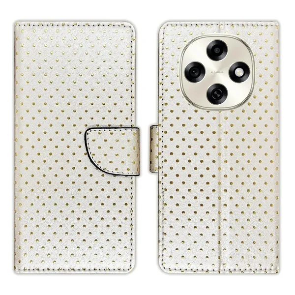 Silver_Dot_Flip_Cover_for_Oppo_F31_Pro_5G|_Leather_Finish|Shock_Proof|Magnetic_Clouser_Compatible_with_Oppo_F31_Pro_5G_(White)