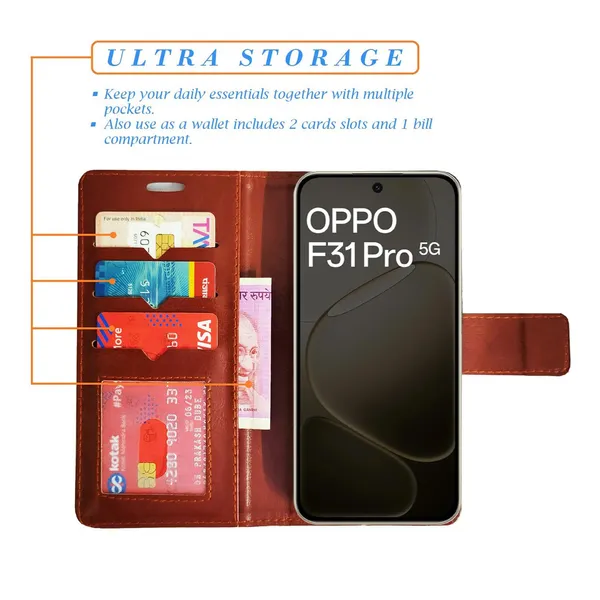Brown_GP_Flip_Cover_for_Oppo_F31_Pro_5G|_Leather_Finish|Shock_Proof|Magnetic_Clouser_Compatible_with_Oppo_F31_Pro_5G_(Brown)