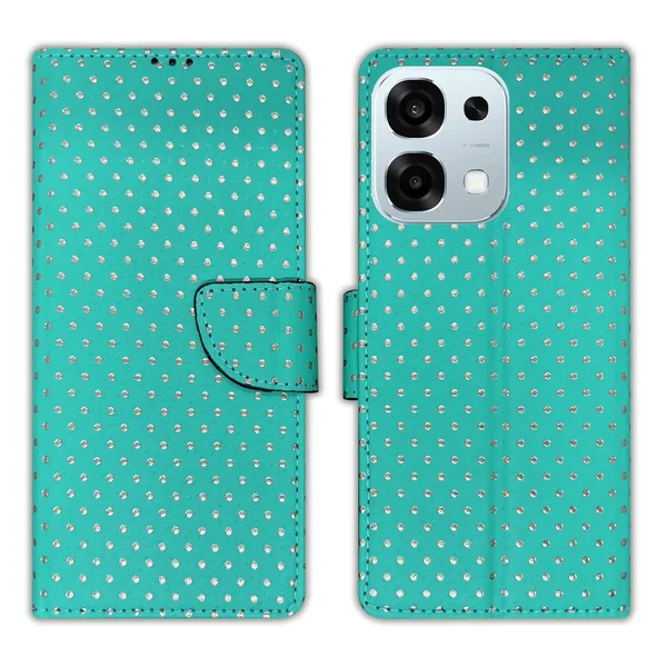 Aqua_Marine_Green_Dot_Flip_Cover_for_Oppo_F31_5G|_Leather_Finish|Shock_Proof|Magnetic_Clouser_Compatible_with_Oppo_F31_5G_(Green)