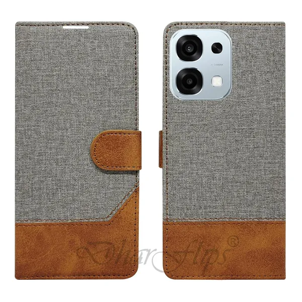 Khadi_Gray_Flip_Cover_for_Oppo_F31_5G|_Leather_Finish|Shock_Proof|Magnetic_Clouser_Compatible_with_Oppo_F31_5G_(Gray)