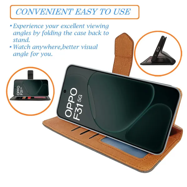 Kite_Brown_Flip_Cover_for_Oppo_F31_5G|_Leather_Finish|Shock_Proof|Magnetic_Clouser_Compatible_with_Oppo_F31_5G_(Brown)