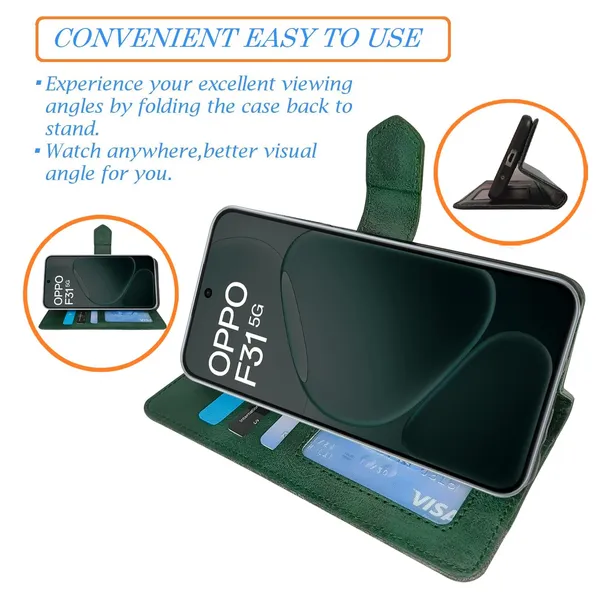 Kite_Green_Flip_Cover_for_Oppo_F31_5G|_Leather_Finish|Shock_Proof|Magnetic_Clouser_Compatible_with_Oppo_F31_5G_(Green)