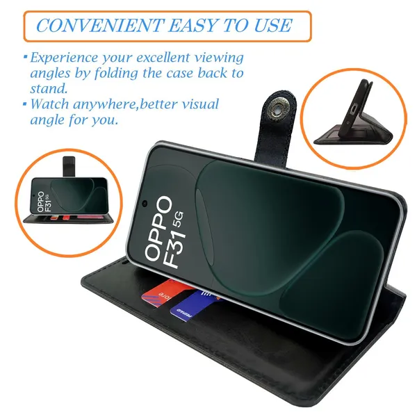 Manjoor_Black_Flip_Cover_for_Oppo_F31_5G|_Leather_Finish|Shock_Proof|Magnetic_Clouser_Compatible_with_Oppo_F31_5G_(Black)