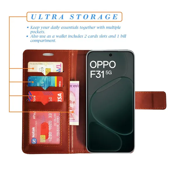 Brown_GP_Flip_Cover_for_Oppo_F31_5G|_Leather_Finish|Shock_Proof|Magnetic_Clouser_Compatible_with_Oppo_F31_5G_(Brown)