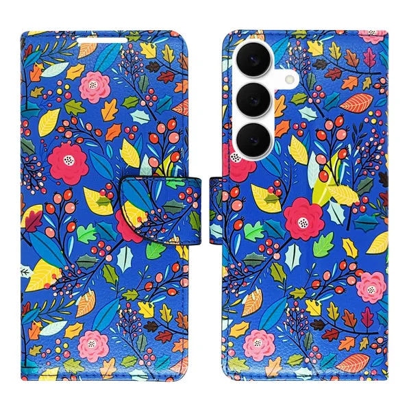 Garden_Blue_Flip_Cover_for_Samsung_S25_FE_5G|_Leather_Finish|Shock_Proof|Magnetic_Clouser_Compatible_with_Samsung_S25_FE_5G_(Blue)