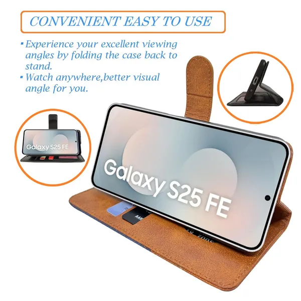 Khadi_Yellow_Flip_Cover_for_Samsung_S25_FE_5G|_Leather_Finish|Shock_Proof|Magnetic_Clouser_Compatible_with_Samsung_S25_FE_5G_(Yellow)