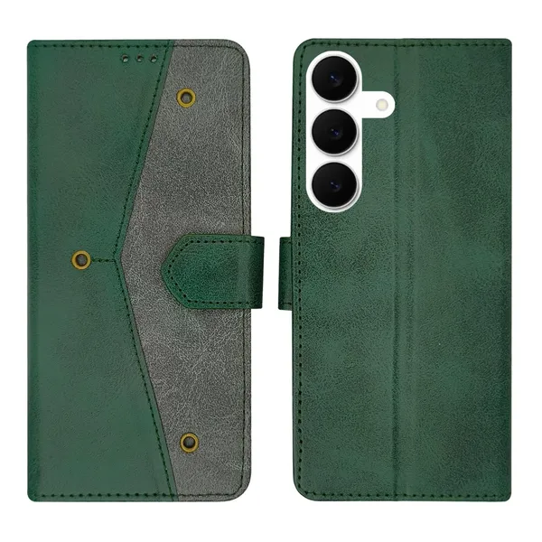 Kite_Green_Flip_Cover_for_Samsung_S25_FE_5G|_Leather_Finish|Shock_Proof|Magnetic_Clouser_Compatible_with_Samsung_S25_FE_5G_(Green)