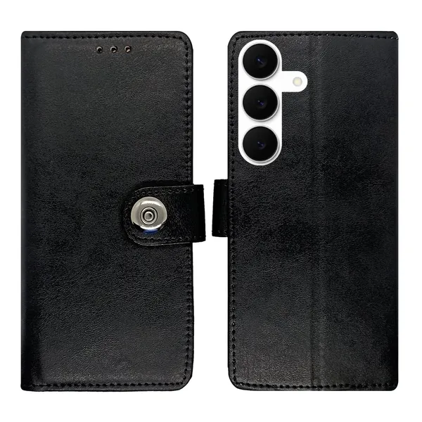 Manjoor_Black_Flip_Cover_for_Samsung_S25_FE_5G|_Leather_Finish|Shock_Proof|Magnetic_Clouser_Compatible_with_Samsung_S25_FE_5G_(Black)