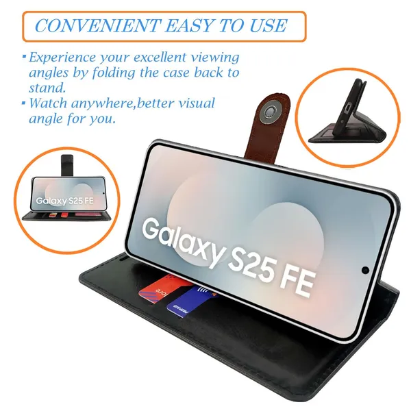 Manjoor_Brown_Flip_Cover_for_Samsung_S25_FE_5G|_Leather_Finish|Shock_Proof|Magnetic_Clouser_Compatible_with_Samsung_S25_FE_5G_(Brown)