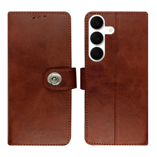 Manjoor_Brown_Flip_Cover_for_Samsung_S25_FE_5G|_Leather_Finish|Shock_Proof|Magnetic_Clouser_Compatible_with_Samsung_S25_FE_5G_(Brown)