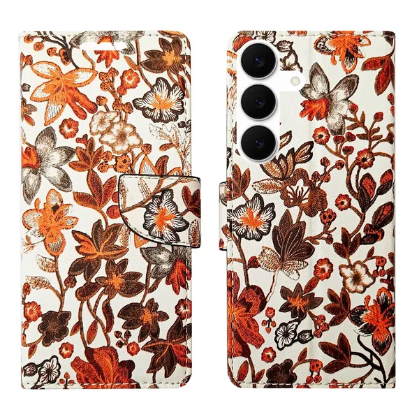 Orange_Pattern_Flip_Cover_for_Samsung_S25_FE_5G|_Leather_Finish|Shock_Proof|Magnetic_Clouser_Compatible_with_Samsung_S25_FE_5G_(Orange)