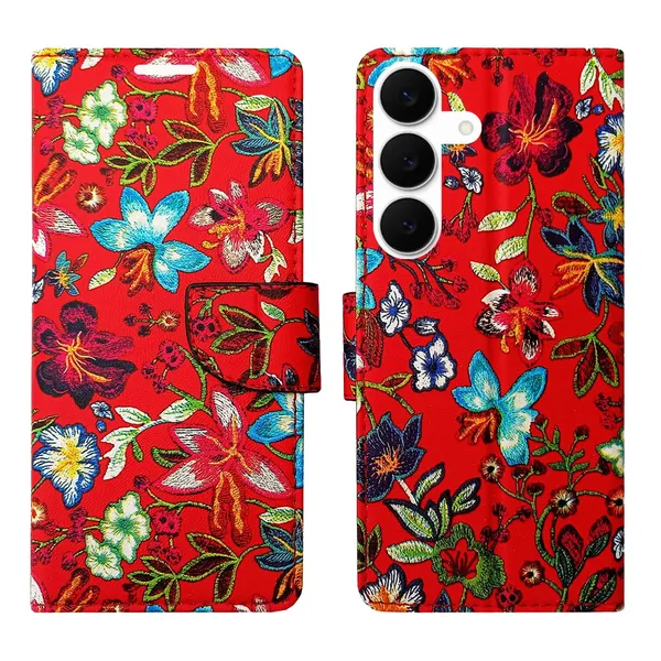 Red_Pattern_Flip_Cover_for_Samsung_S25_FE_5G|_Leather_Finish|Shock_Proof|Magnetic_Clouser_Compatible_with_Samsung_S25_FE_5G_(Red)