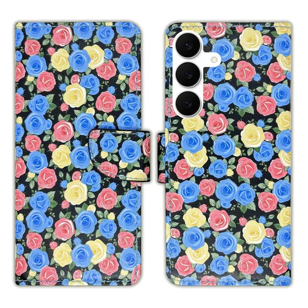 Rose_Blue_Flip_Cover_for_Samsung_S25_FE_5G|_Leather_Finish|Shock_Proof|Magnetic_Clouser_Compatible_with_Samsung_S25_FE_5G_(Blue)