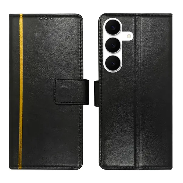 Black_GP_Flip_Cover_for_Samsung_S25_FE_5G|_Leather_Finish|Shock_Proof|Magnetic_Clouser_Compatible_with_Samsung_S25_FE_5G_(Black)