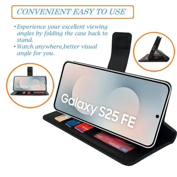 Black_GP_Flip_Cover_for_Samsung_S25_FE_5G|_Leather_Finish|Shock_Proof|Magnetic_Clouser_Compatible_with_Samsung_S25_FE_5G_(Black)