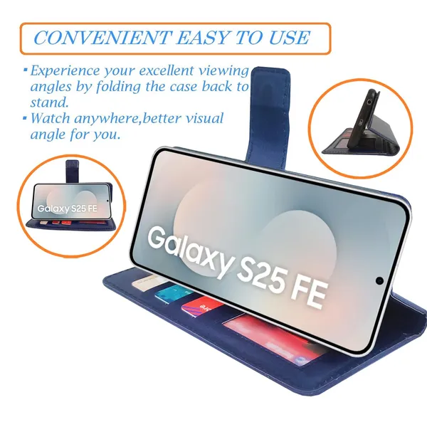 Blue_GP_Flip_Cover_for_Samsung_S25_FE_5G|_Leather_Finish|Shock_Proof|Magnetic_Clouser_Compatible_with_Samsung_S25_FE_5G_(Blue)
