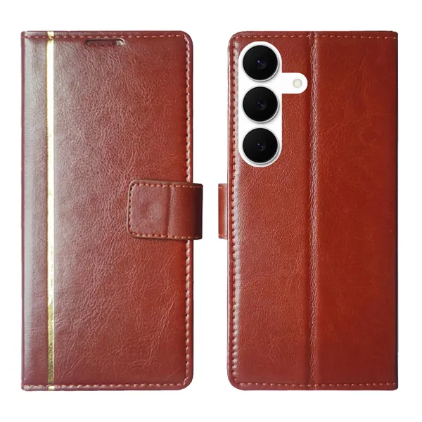 Brown_GP_Flip_Cover_for_Samsung_S25_FE_5G|_Leather_Finish|Shock_Proof|Magnetic_Clouser_Compatible_with_Samsung_S25_FE_5G_(Brown)