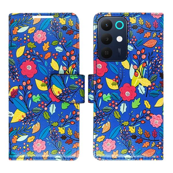 Garden_Blue_Flip_Cover_for_Realme_15X_5G|_Leather_Finish|Shock_Proof|Magnetic_Clouser_Compatible_with_Realme_15X_5G_(Blue)