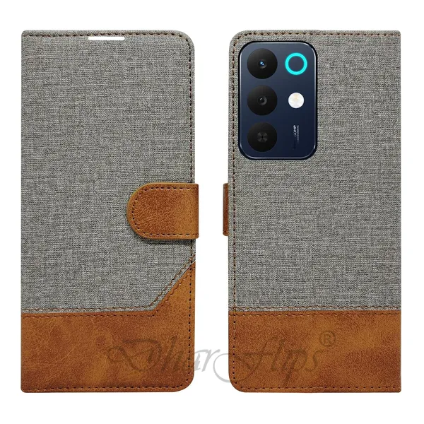 Khadi_Gray_Flip_Cover_for_Realme_15X_5G|_Leather_Finish|Shock_Proof|Magnetic_Clouser_Compatible_with_Realme_15X_5G_(Gray)